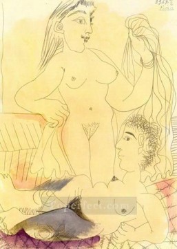 Pablo Picasso Painting - Desnudo de pie y Sofá desnudo 1967 cubismo Pablo Picasso